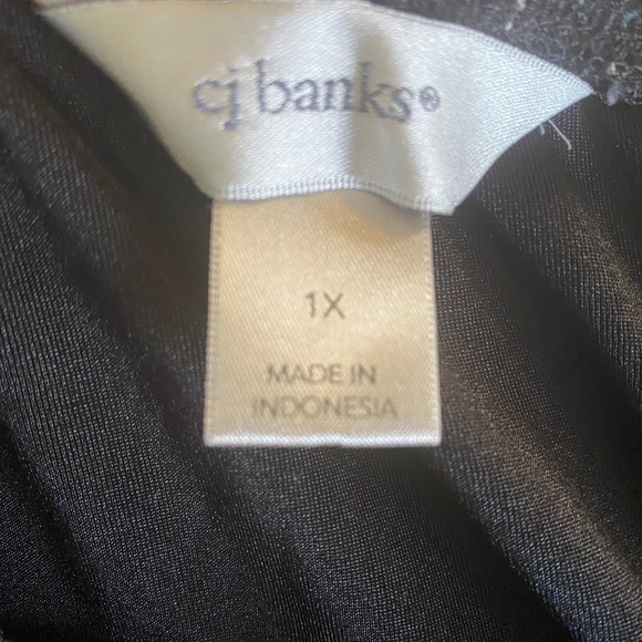 CJ Banks Women's Skirt Size 1X Black White Teal Paisley Stretch Waist Pull-On‎ - Picture 4 of 5